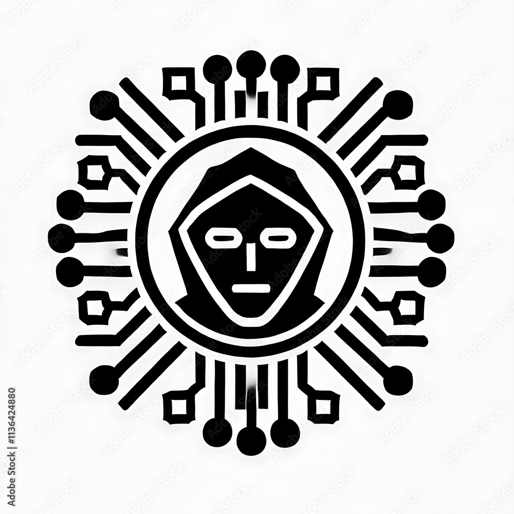 Minimalist Cybersecurity Threat Icon Geometric Shapes Minimalist Cybersecurity Threat Icon Geometric Shapes