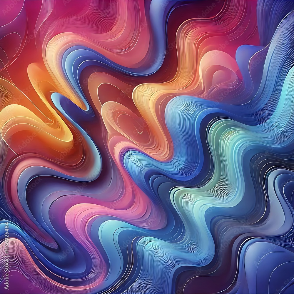 Obraz premium Fluid Analogous Gradient with Organic Shapes and Transparency 