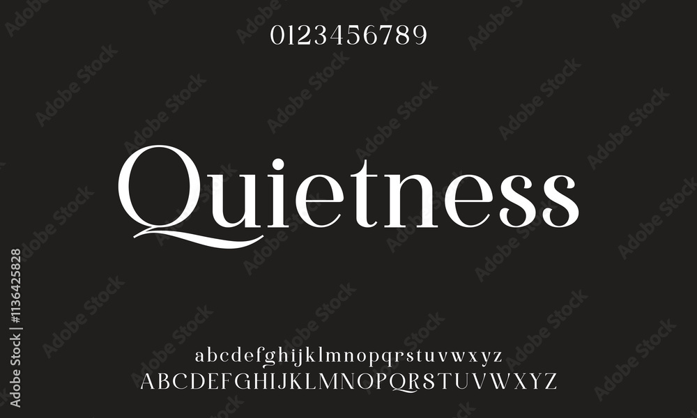 Fototapeta premium Elegant Font Uppercase Lowercase and Number. Classic Lettering Minimal Fashion Designs. Typography modern serif fonts regular decorative vintage concept.