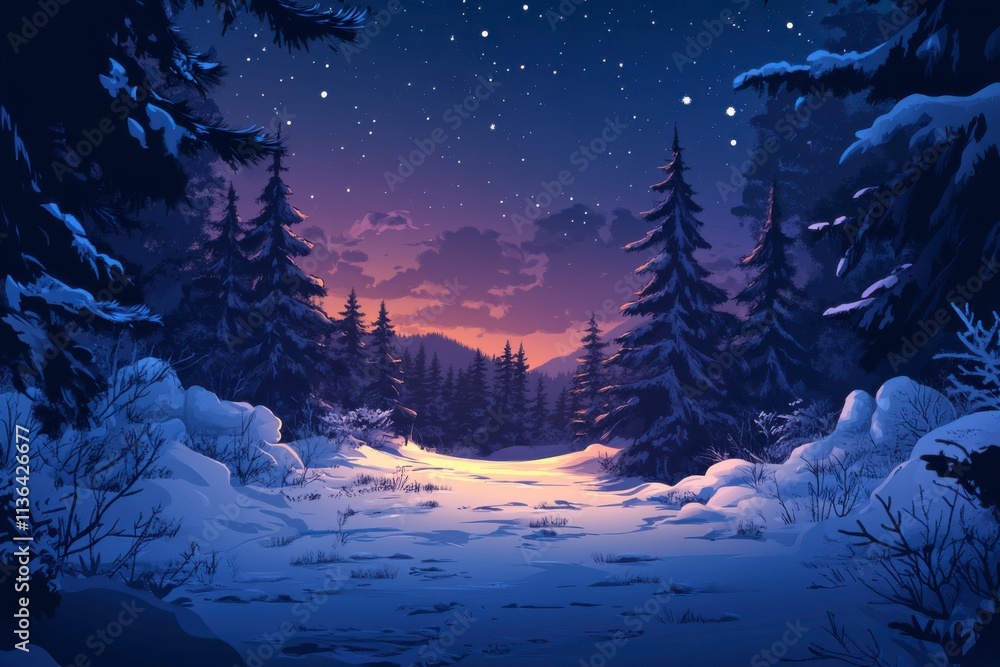 Fototapeta premium snowy forest and fir branches 