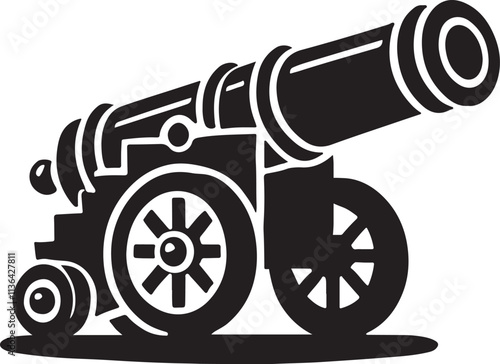 cannon icon silhouette design vector art illustration.