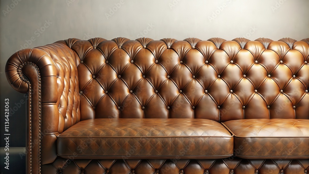 Luxurious Brown Leather Chesterfield Sofa with Deep Button Tufting and Rolled Arms Luxurious Brown Leather Chesterfield Sofa with Deep Button Tufting and Rolled Arms