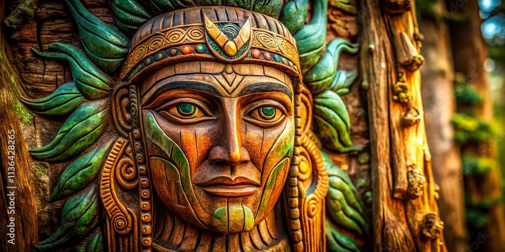Obraz premium Ancient Tree Bark Hieroglyphs: Mystical Portrait Photography