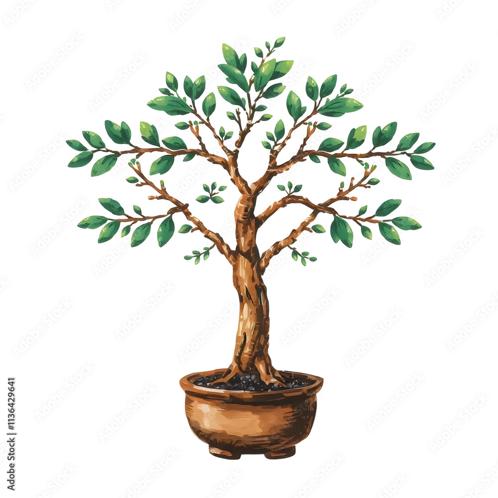 Small Potted Bonsai Tree Illustration Small Potted Bonsai Tree Illustration