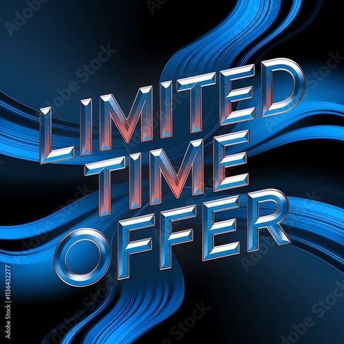 Limited Time Offer Displayed on Blue Swirls Background photo