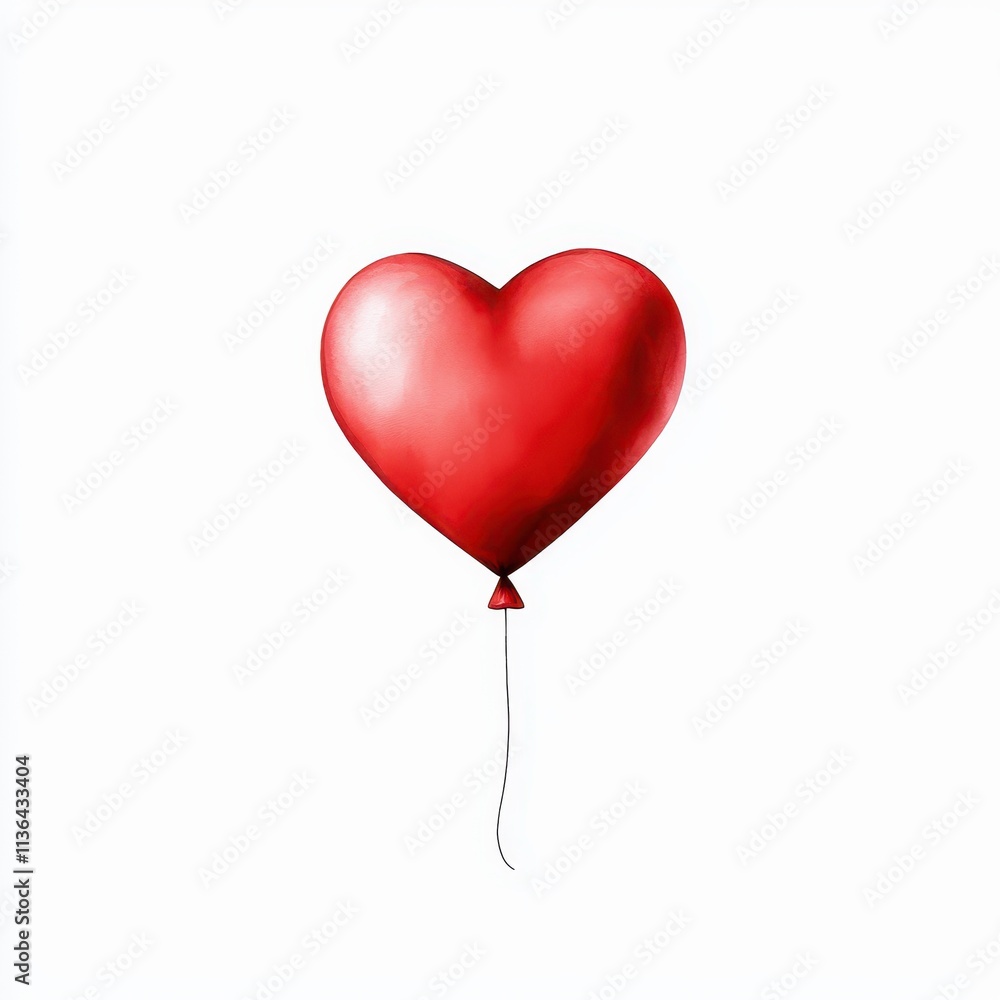 A vibrant red heart-shaped balloon floating against a white background, symbolizing love. A vibrant red heart-shaped balloon floating against a white background, symbolizing love.