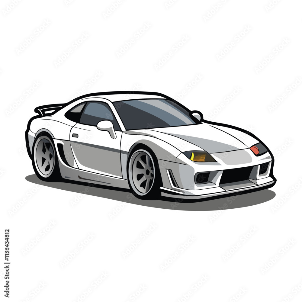 Obraz premium High Quality Sports Car Vector Illustration Design On Clean White Background