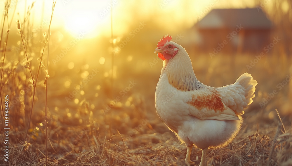 Fototapeta premium range chicken on a farm