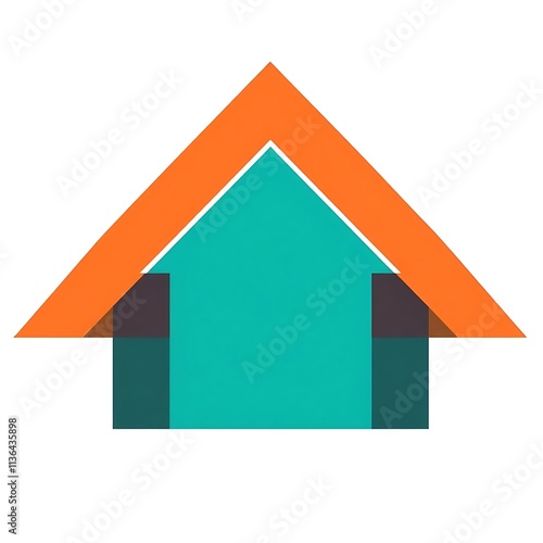 Abstract Home: A minimalist design of an abstract home with a green base and orange roof.  This design is perfect for a variety of design projects, including websites, logos, and branding. photo