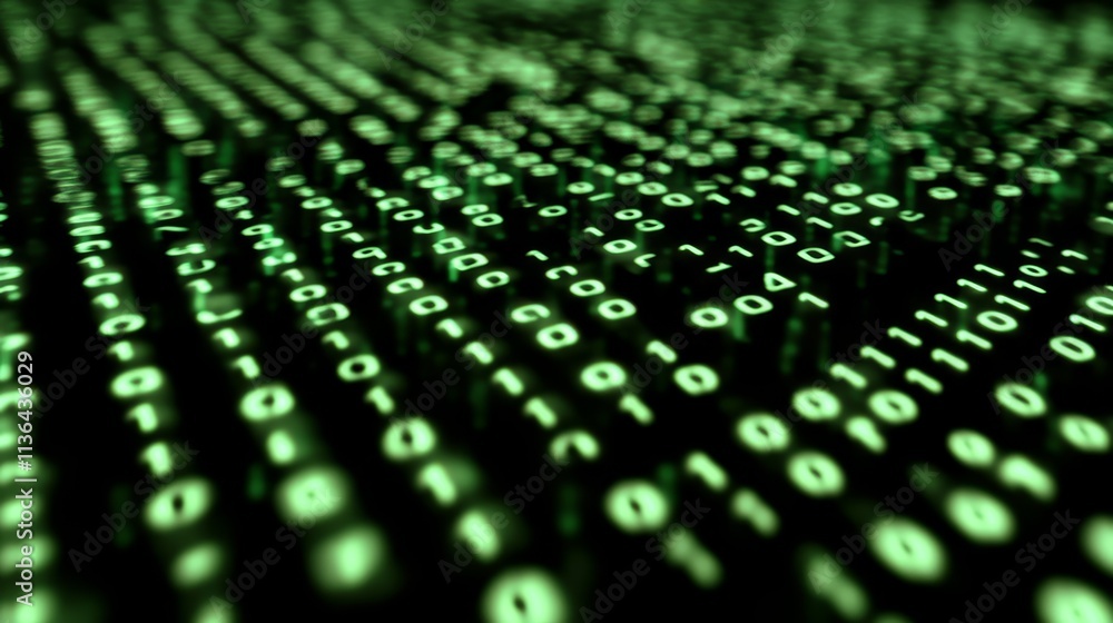 Abstract binary code representation, a visual depiction of digital data in computer science Abstract binary code representation, a visual depiction of digital data in computer science