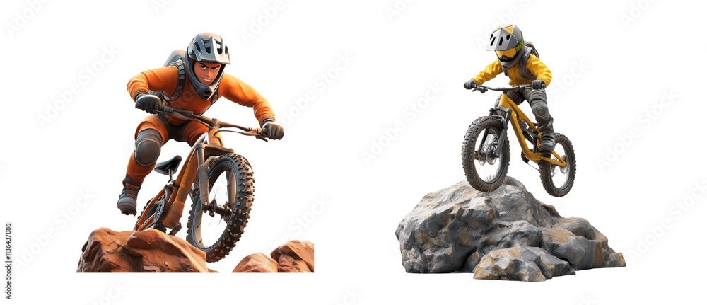 Obraz premium Dynamic Mountain Biker on Rock Formation