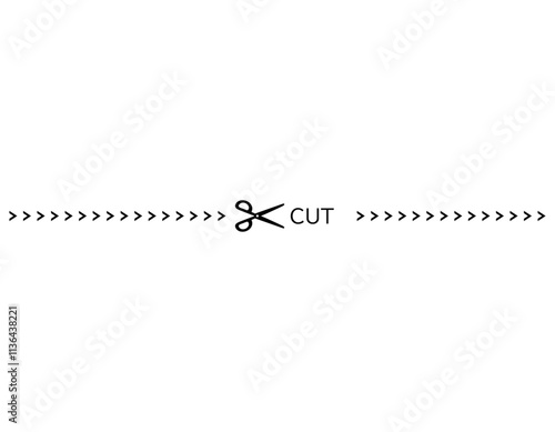 ハサミと切り取り線のイラスト　破線　点線