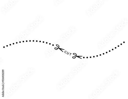 ハサミと切り取り線のイラスト　破線　点線