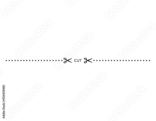 ハサミと切り取り線のイラスト　破線　点線