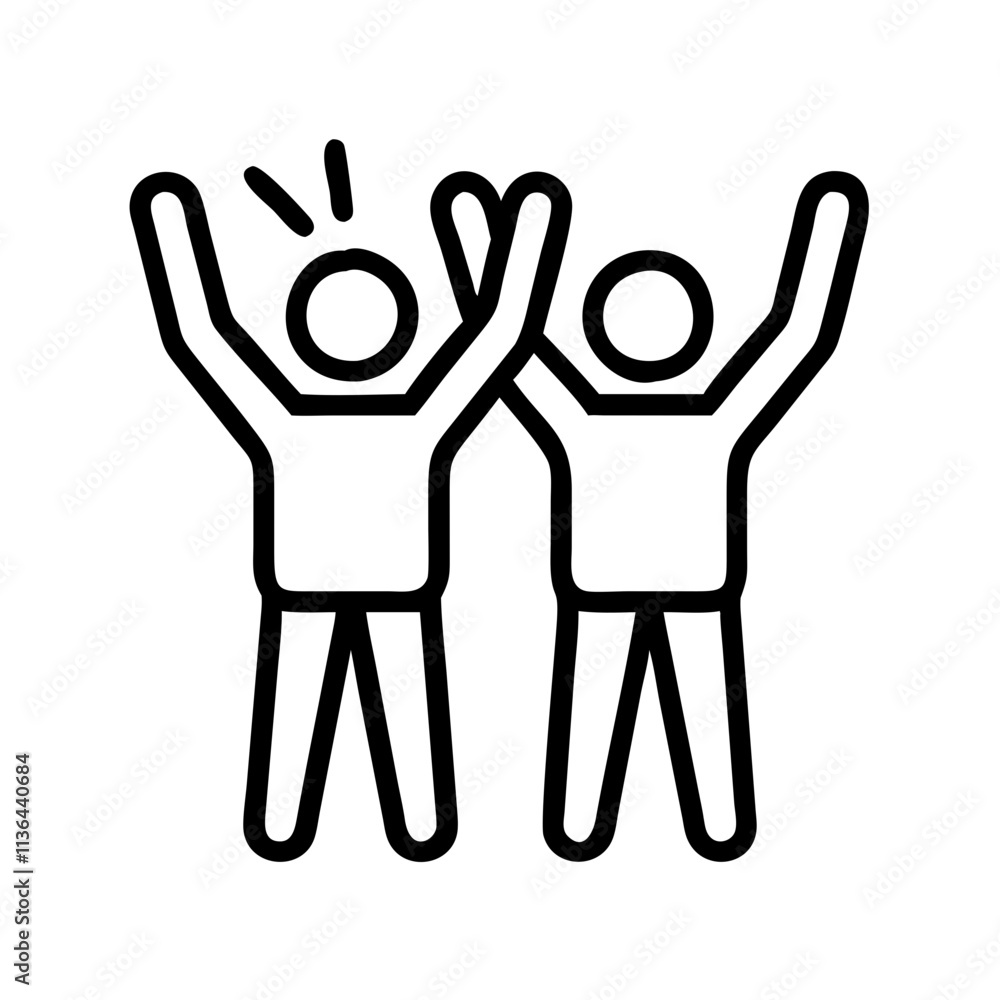 friends cheering together icon friends cheering together icon