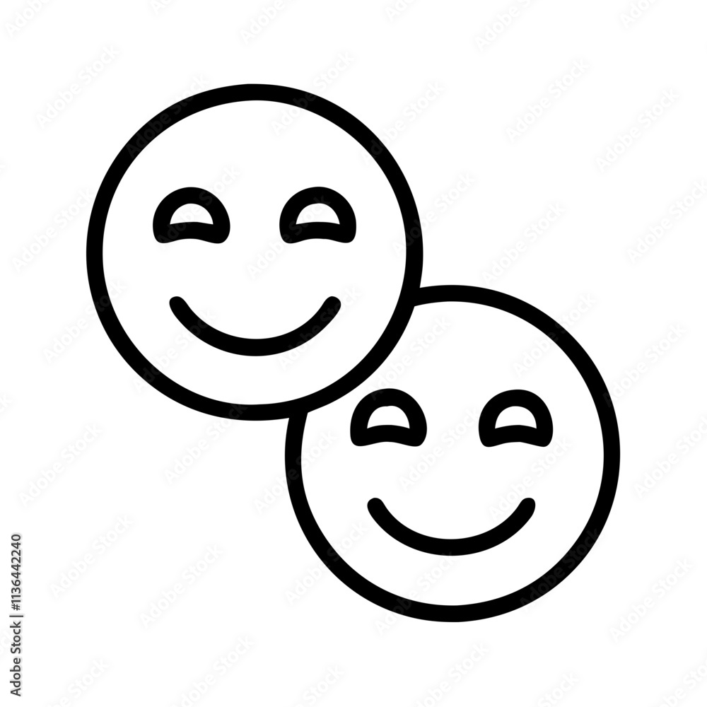 Fototapeta premium smiling faces side by side icon