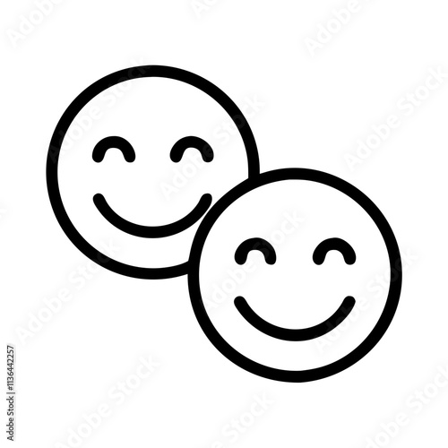 smiling faces side by side icon