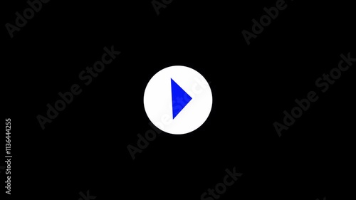 Glowing neon blue color music play buttons animation icon. Audio and video player press stop start buttons animated icon.