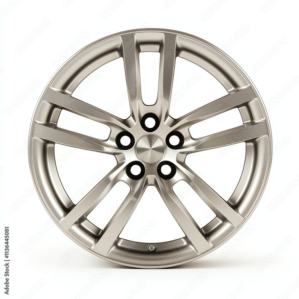 A sleek, silver alloy wheel with a modern design, featuring multiple spokes and black accents, suitable for various vehicles. A sleek, silver alloy wheel with a modern design, featuring multiple spokes and black accents, suitable for various vehicles.