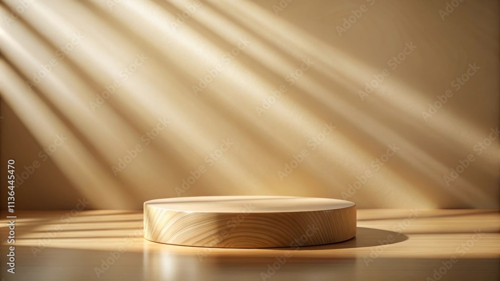 Warm Sunlight Illuminates a Simple Wooden Display Platform Warm Sunlight Illuminates a Simple Wooden Display Platform