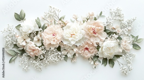 Elegant Pastel Peonies and Baby Breath Floral Arrangement