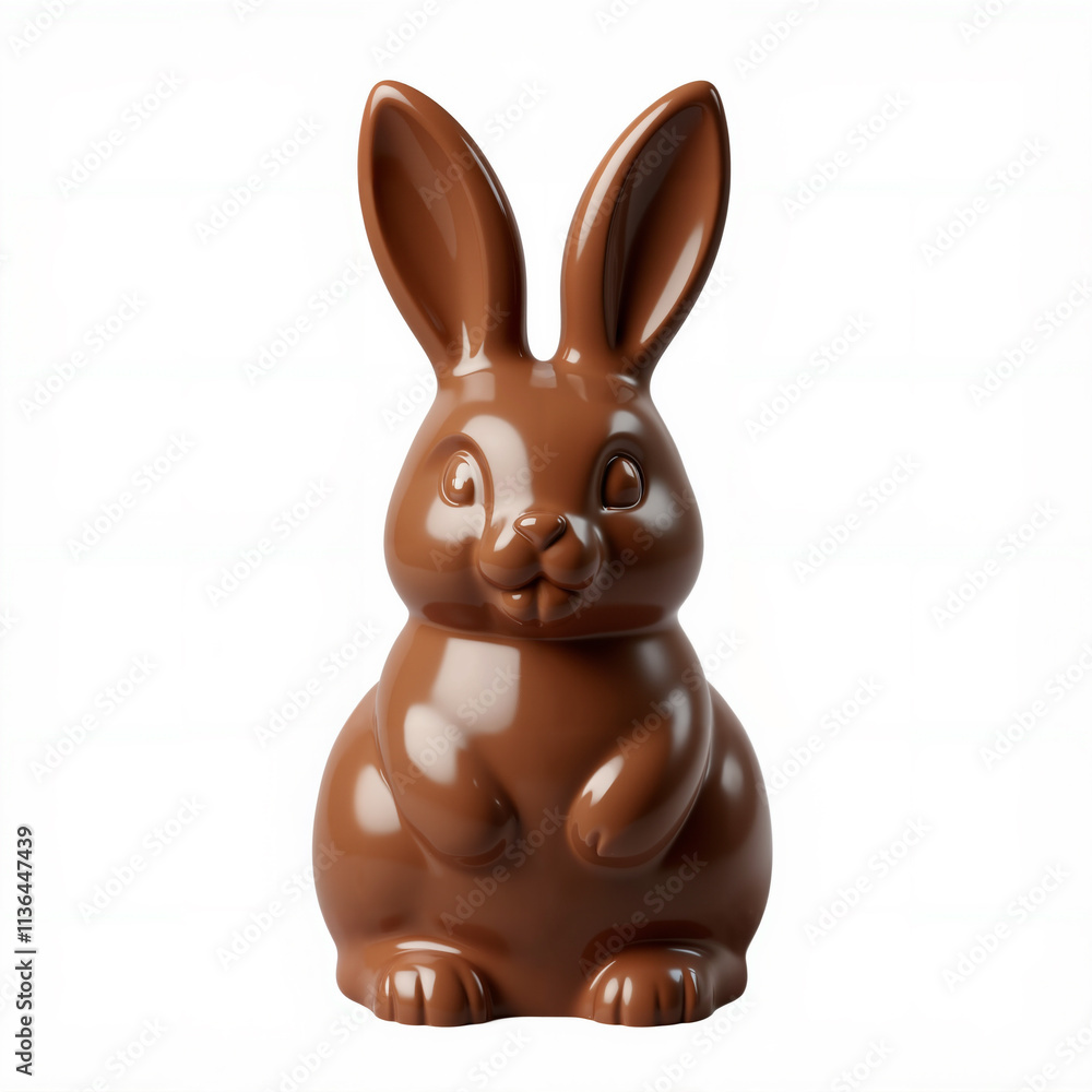 Fototapeta premium Smooth dark brown chocolate Easter bunny - isolated on white background