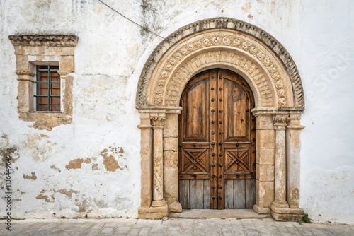 Wallpaper Mural Captivating Long Exposure of an Ancient Stone Architectural Door with a Grand Arcade Archway Surrounded by a Weathered Wall Isolated on a Pure White Background Torontodigital.ca