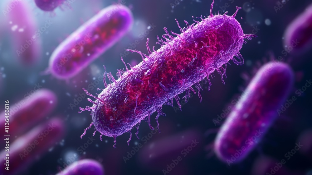 Microscopic view of bacteria showcasing vibrant colors and details Microscopic view of bacteria showcasing vibrant colors and details
