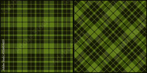 Dark olive tone plaid seamless pattern vector. Background graphic tartan fashion design use for print, texture, cloth, fabric, flannel.	