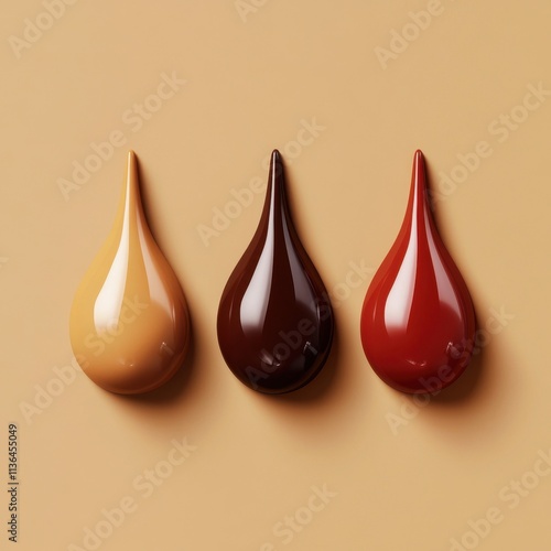 Minimalist Condiment Droplets in Warm Hues