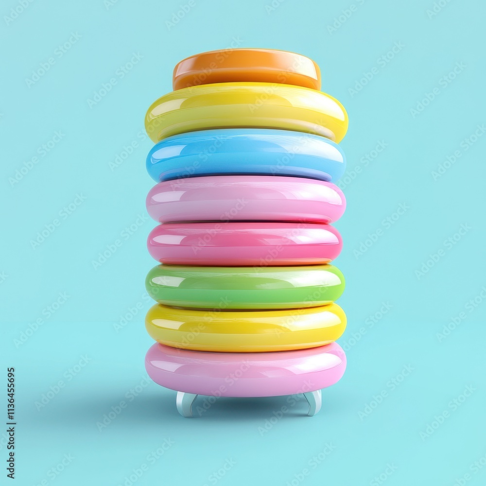 Vibrant Stacked Macarons on Mint Green Background Vibrant Stacked Macarons on Mint Green Background