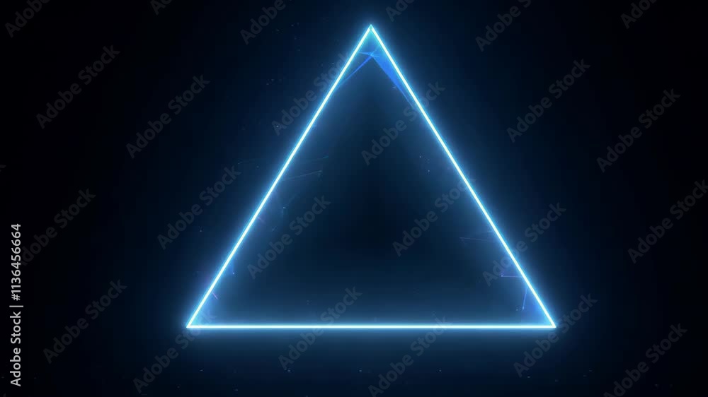 Energetic blue triangle animated in a dark environment with glowing effects