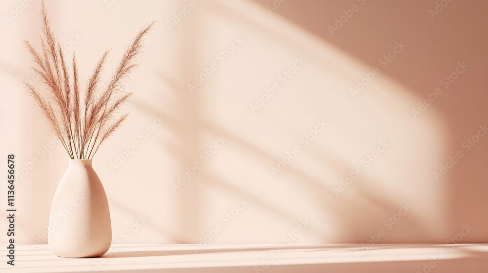 Soft Peach Vase on Crisp White Background Soft Peach Vase on Crisp White Background