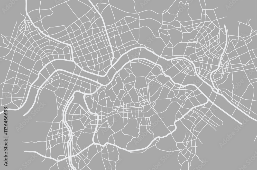 South Korea, Seoul city with highways, major and minor roads, town footprint plan. City map with streets, urban planning scheme. Plan street map, road graphic navigation. Vector South Korea, Seoul city with highways, major and minor roads, town footprint plan. City map with streets, urban planning scheme. Plan street map, road graphic navigation. Vector