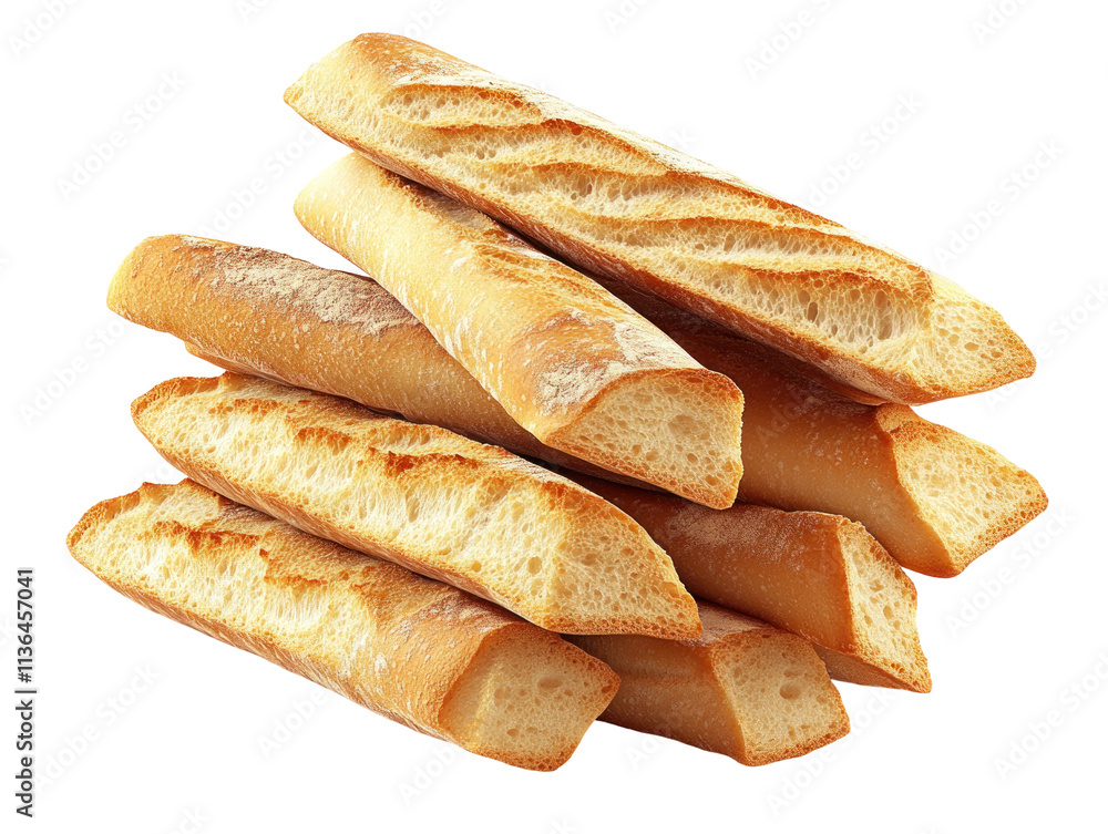 Freshly Baked French Baguettes Stacked High Freshly Baked French Baguettes Stacked High