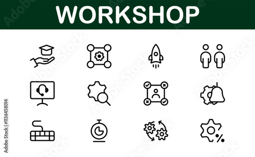 Creative Workshop Icon Set - Perfect for Tools, Maintenance, and Do-It-Yourself-Themed Projects