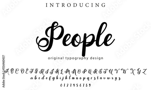 People Font Stylish brush painted an uppercase vector letters, alphabet, typeface