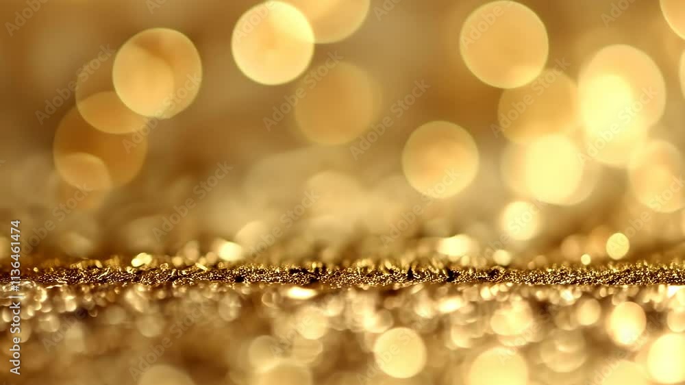 Golden bokeh background with shimmering light reflections and a textured surface in soft focus Golden bokeh background with shimmering light reflections and a textured surface in soft focus