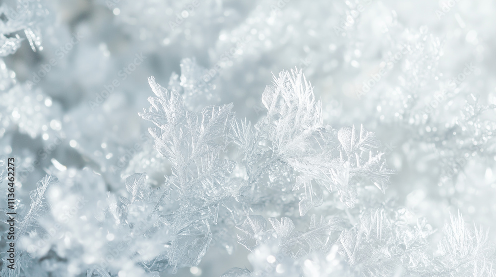 Close-up of delicate frost patterns on glass, macro photography of intricate ice crystals, winter background Close-up of delicate frost patterns on glass, macro photography of intricate ice crystals, winter background
