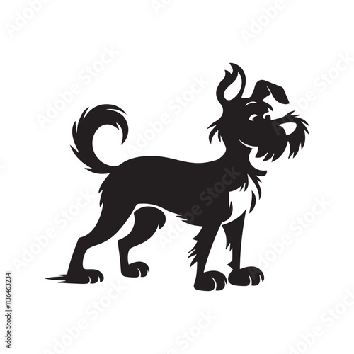 A cute dog silhouette in a playful pose