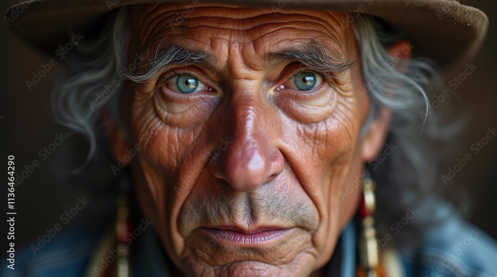 Elderly Senior Old Native American Man Elderly Senior Old Native American Man