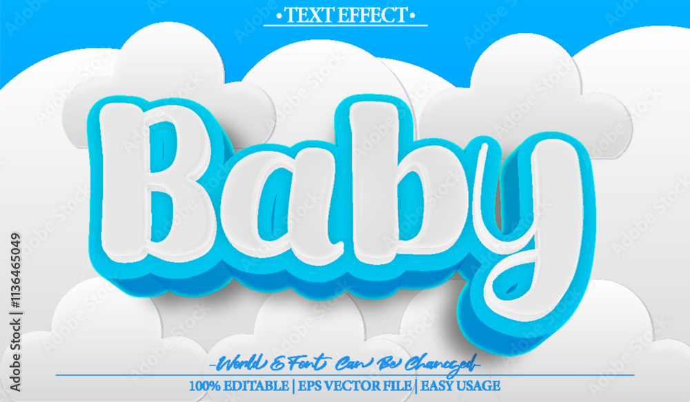 Cute Blue Baby Vector Text Effect Editable Alphabet Cute Blue Baby Vector Text Effect Editable Alphabet