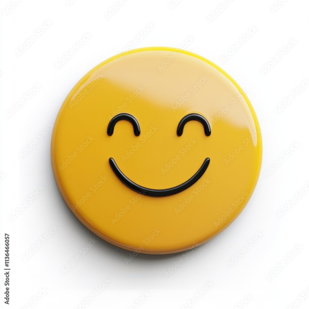 3D Minimalist Smiling Emoji on White Background, Glossy Finish, Symbolizing Simplicity and Joy 3D Minimalist Smiling Emoji on White Background, Glossy Finish, Symbolizing Simplicity and Joy