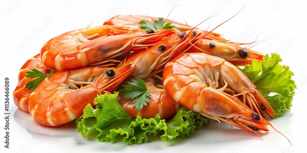 Cooked Shrimp with Shell, Isolated White Background, High-Resolution Food Photo, Seafood Image, Culinary Photography Cooked Shrimp with Shell, Isolated White Background, High-Resolution Food Photo, Seafood Image, Culinary Photography