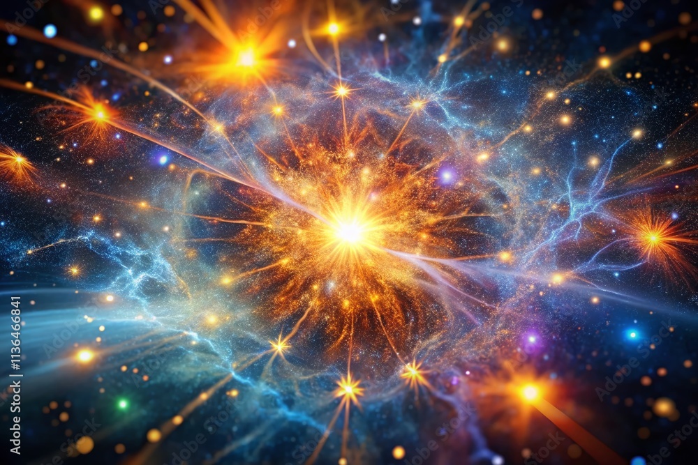 Cosmic Neural Network: Tilt-Shift Energy Burst, Abstract Space Art, AI Generated Cosmic Neural Network: Tilt-Shift Energy Burst, Abstract Space Art, AI Generated
