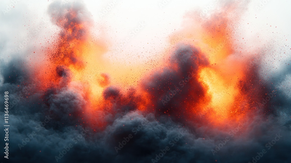 Obraz premium Dramatic explosion with fiery clouds and smoke