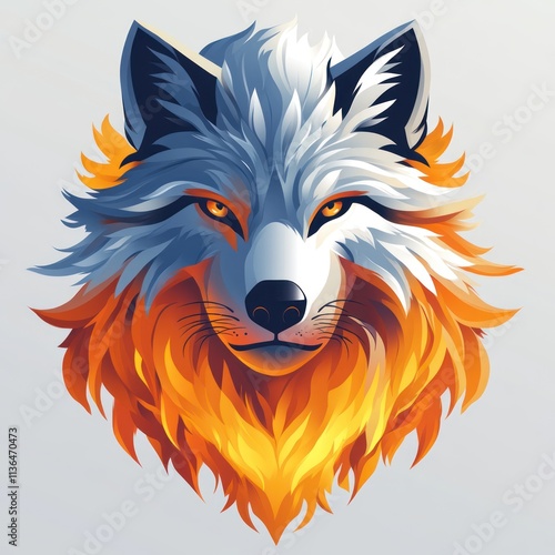 Wallpaper Mural Fiery arctic wolf head, stylized illustration. Torontodigital.ca