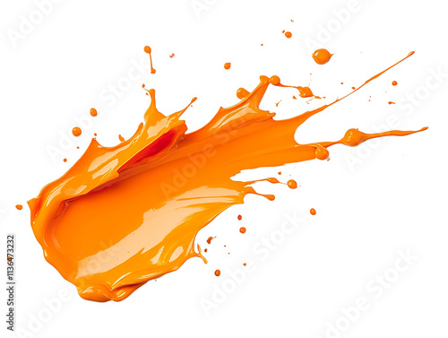 An orange paint splash, isolated on a transparent background, emphasizing the splash's details, perfect for artistic, creative, or design-themed visuals.