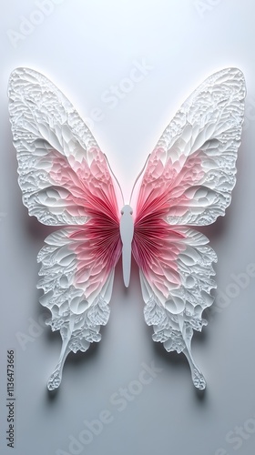 Butterfly Formed With Paper Cut Art, Abstract Image, Texture, Pattern Background, Wallpaper, Cover and Screen of Smartphone, PC, Laptop, 9:16 and 16:9 Format