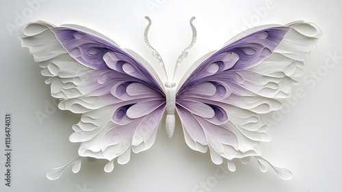 Butterfly Formed With Paper Cut Art, Abstract Image, Texture, Pattern Background, Wallpaper, Cover and Screen of Smartphone, PC, Laptop, 9:16 and 16:9 Format